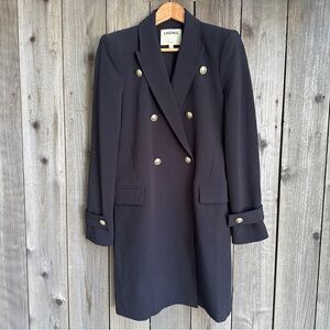 L'AGENCE Double-Breasted Blazer Coat with Gold Buttons